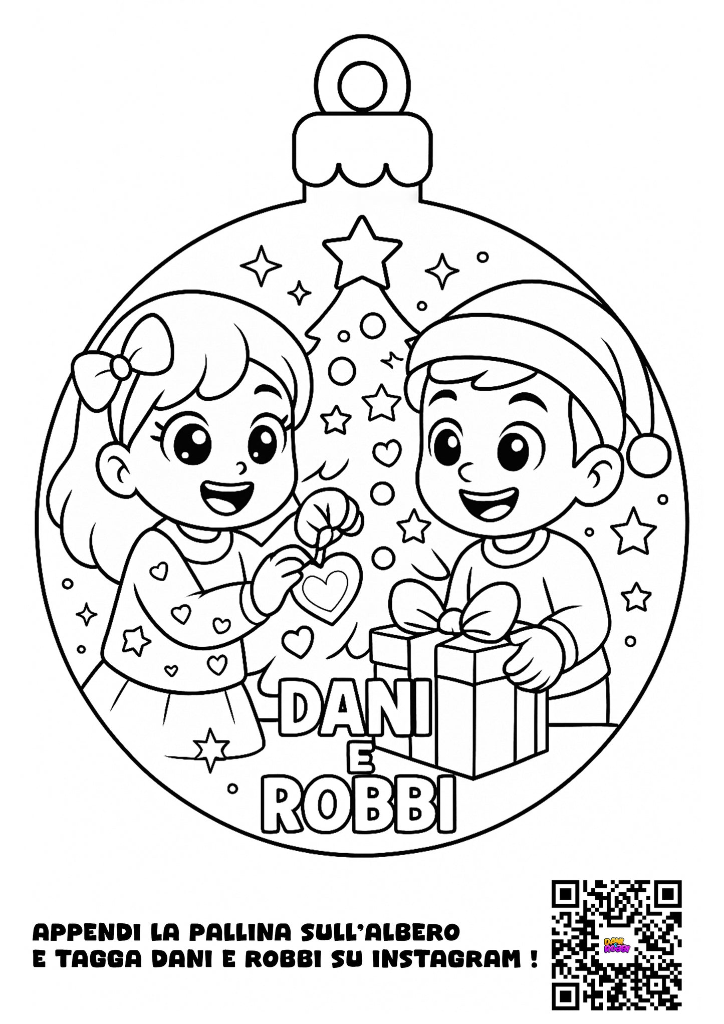 Pallina di Natale da Stampare e Colorare di DANI e ROBBI !