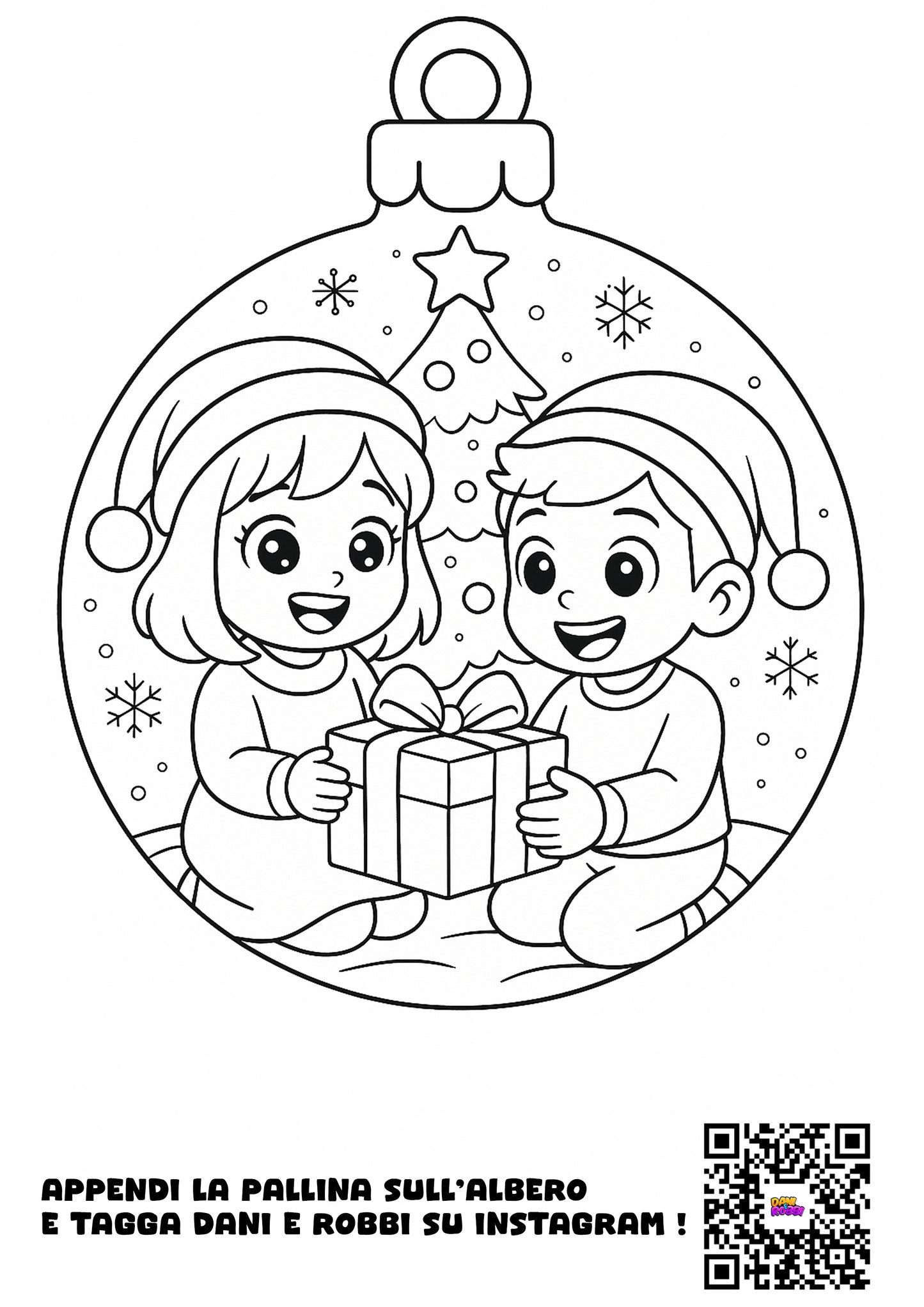 Pallina di Natale da Stampare e Colorare di DANI e ROBBI !