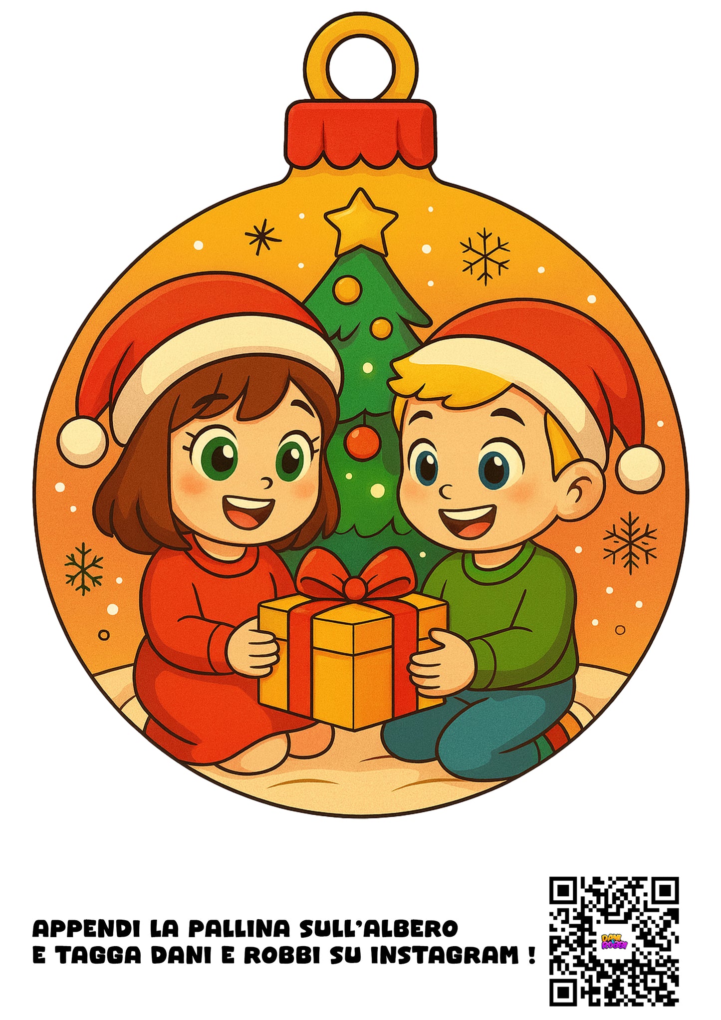 Pallina di Natale da Stampare e Colorare di DANI e ROBBI !