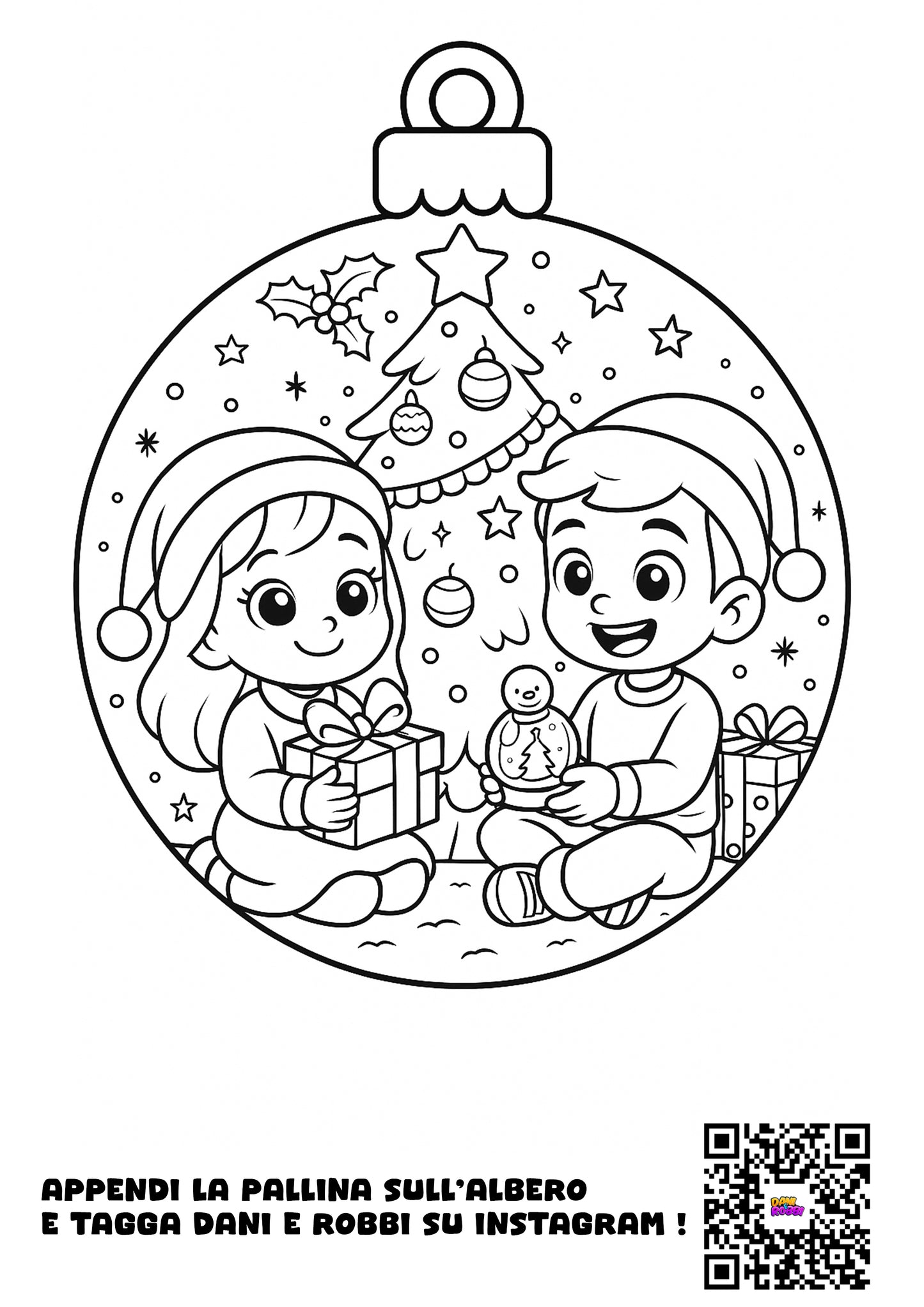 Pallina di Natale da Stampare e Colorare di DANI e ROBBI !